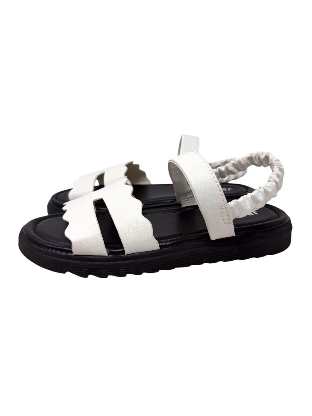 Justice Black & White Scalloped double Strap Sandals girls size 2 NWT